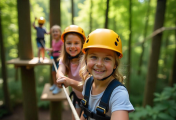 Ki Bild von Kindern auf einem Hochseilparcours