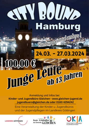 Ankündigungsflyer für die Jugendbildungsfahrt nach Hamburg