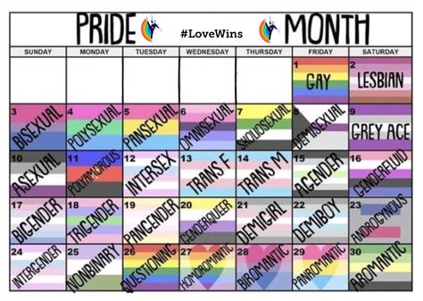 LGBTIQ+ Kalender in englisch